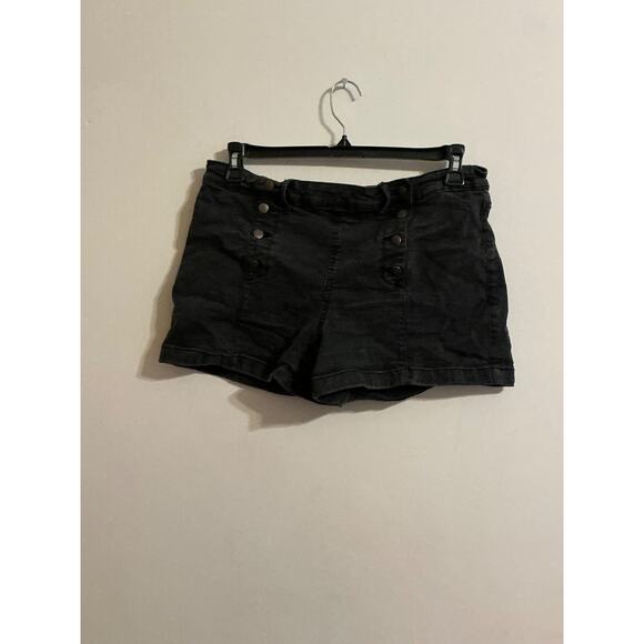 NO BO High Rise Zip Pocket Denim Black Shorts Size 17 - Picture 1 of 6